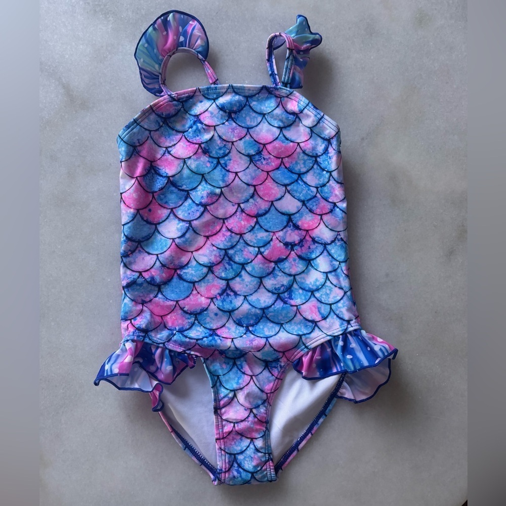 Kids Mermaid-Print One-Piece Swimsuit in Pink & Blue
